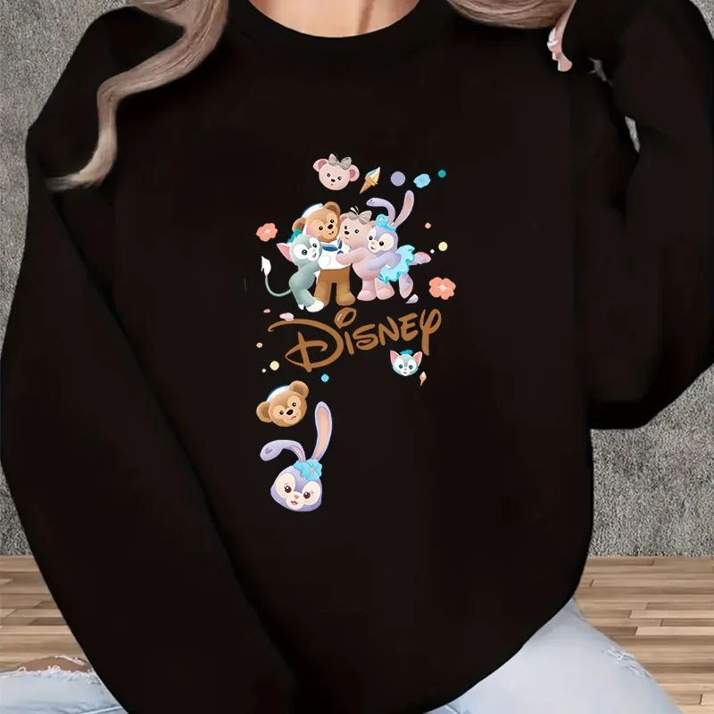 Disney Duffy Family Cute Hug Warm Round Neck Hoodies for Men and Women Autumn/Winter Popular Casual Fashion Street Wear