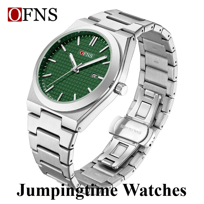 ビジネス防水クォーツ時計スチールベルトカジュアルメンズウォッチカレンダー夜光時計