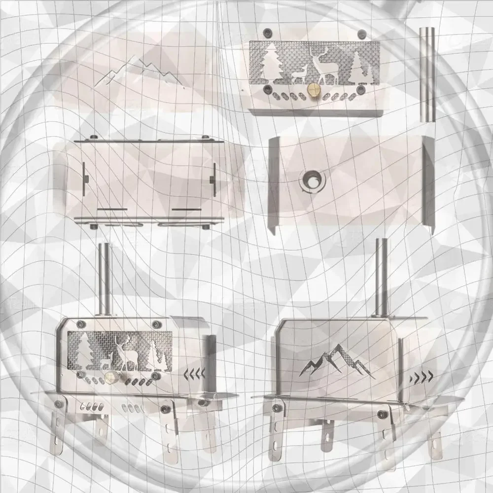 

Outdoor Firewood Stove with Chimney Charcoal Stove Stainless Steel Aromatherapy Holder for Backpacking Fishing