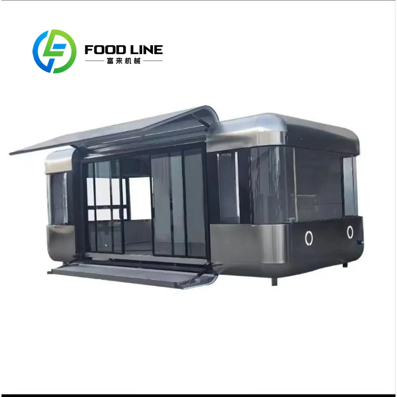 Customized New Design 4 Wheel Towable Stainless Steel Food Trailer Full Kitchen Fast Food Truck for Coffee Pizza
