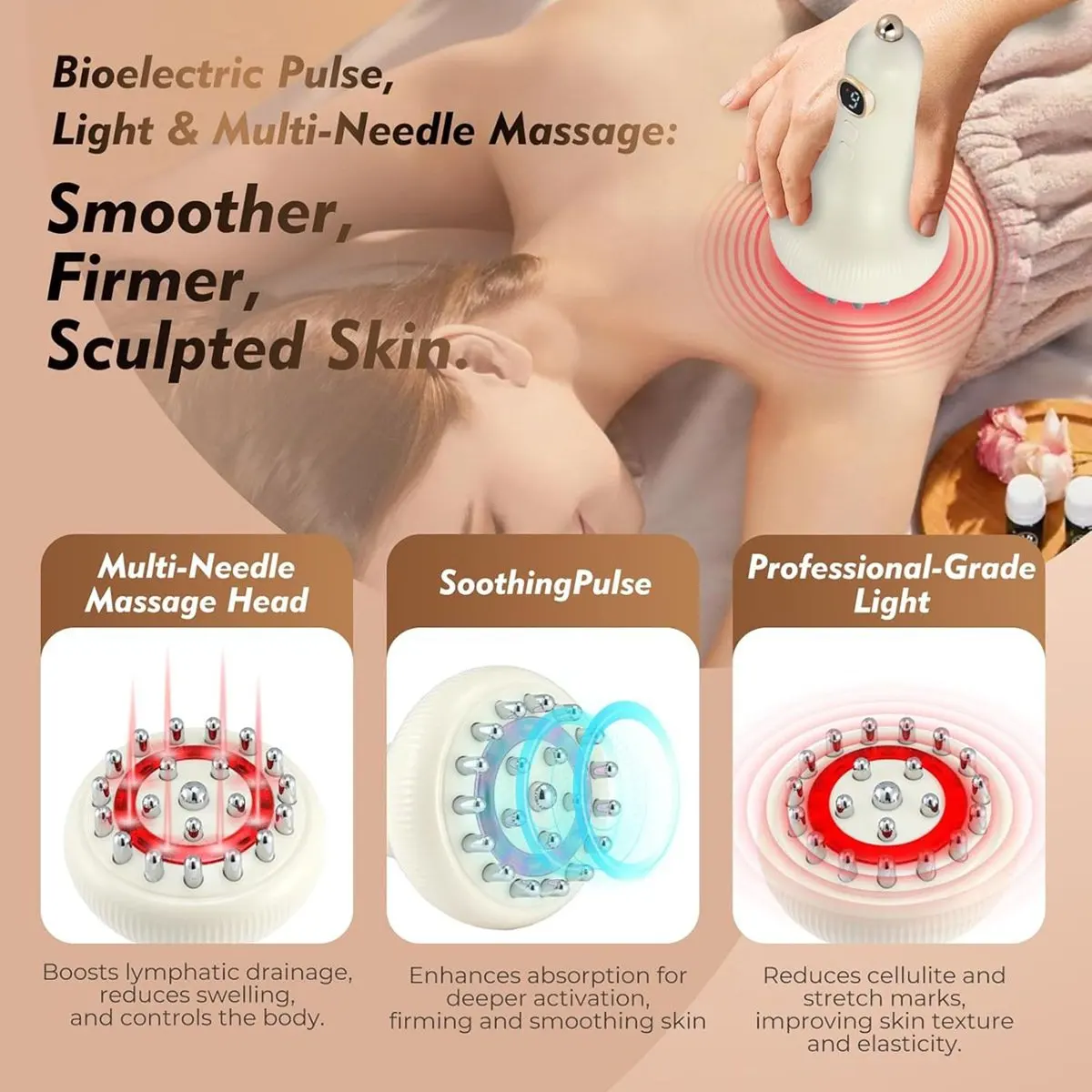 [N84R] Microcurrent Lymphatic Drainage Massager for Legs Belly, Body Sculpting Machine with Microcurrent,Cellulite Massage