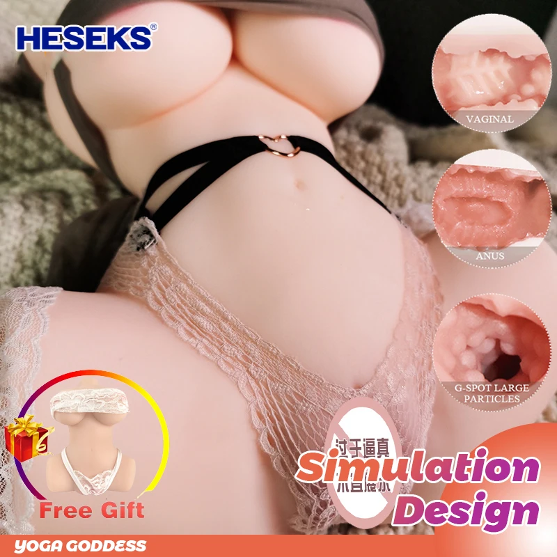 HESEKS Dual Entrances Realistic Busty Half Body Doll Male Masturbator with Breast Pussy Ass Vagina Masturbator For Men Adults 18