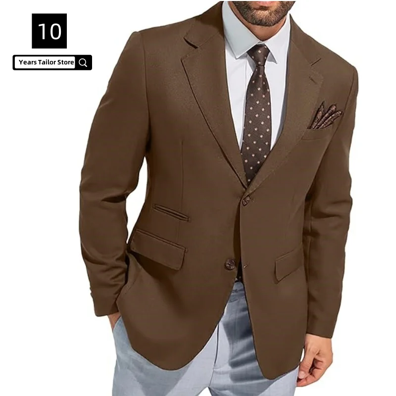 

Мужские костюмы Slim Fit, повседневный вязаный пиджак, спортивные пальто, костюмы, куртка, легкий мужской пиджак для свадьбы, деловой вечеринки с двумя пуговицами