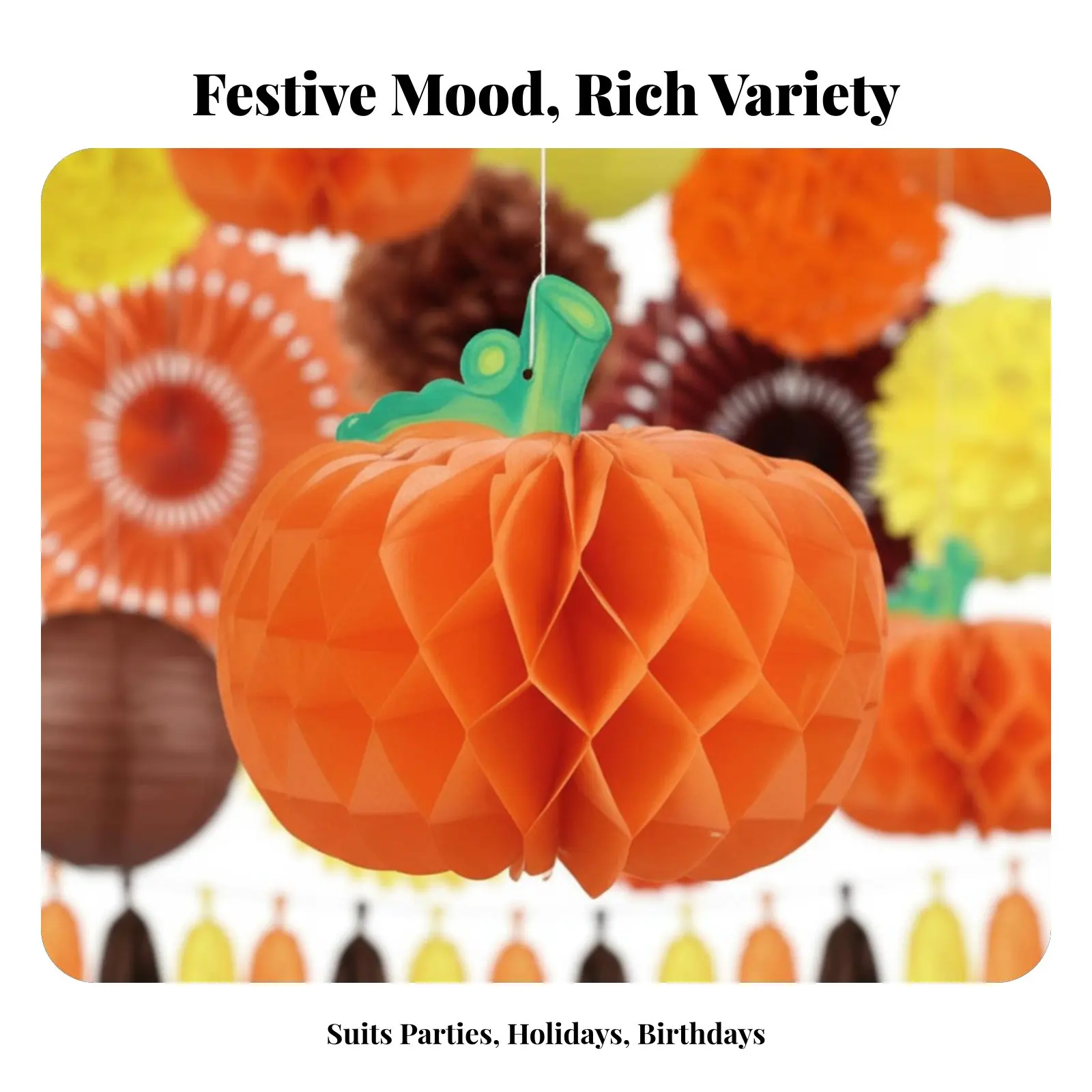 

Pumpkin Hanging Decoration, Paper Lantern, Thanksgiving Halloween Party Decor, DIY Paper Fan Set