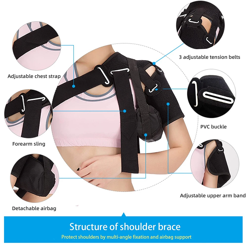 Shoulder Immobilizer Removable Airbag, Shoulder Sling for Broken Collarbone Torn Rotator Cuff Dislocation Post-Op Shoulder Brace