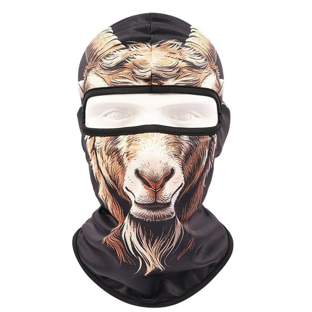 3D Printed Animal Pattern Funny Ski Mask Full Coverage Breathable Eye Hole Balaclava Face Mask Windproof Sweat Absorbent