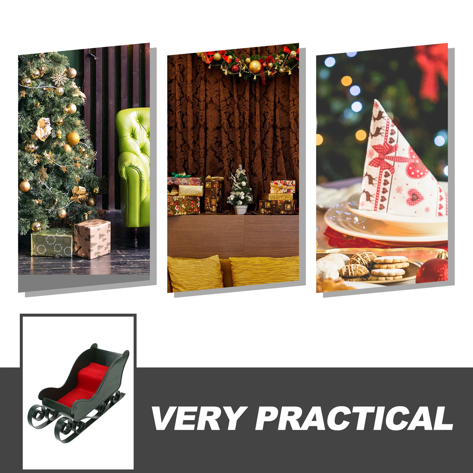 

Christmas Sleigh Ornament Mini Desktop Decor Festive Holiday Sled Adornment For Party Xmas Tree Home Decoration