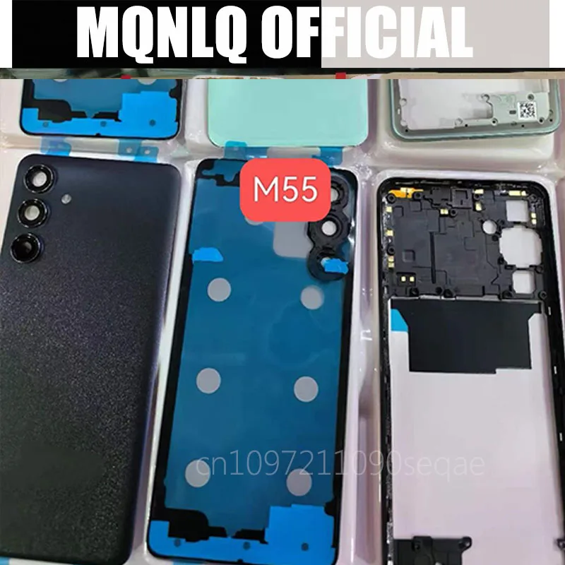 Полный корпус для SM Galaxy M55 5G M556: средняя рамка + задняя крышка батарейного отсека, запчасти для ремонта с линзой камеры