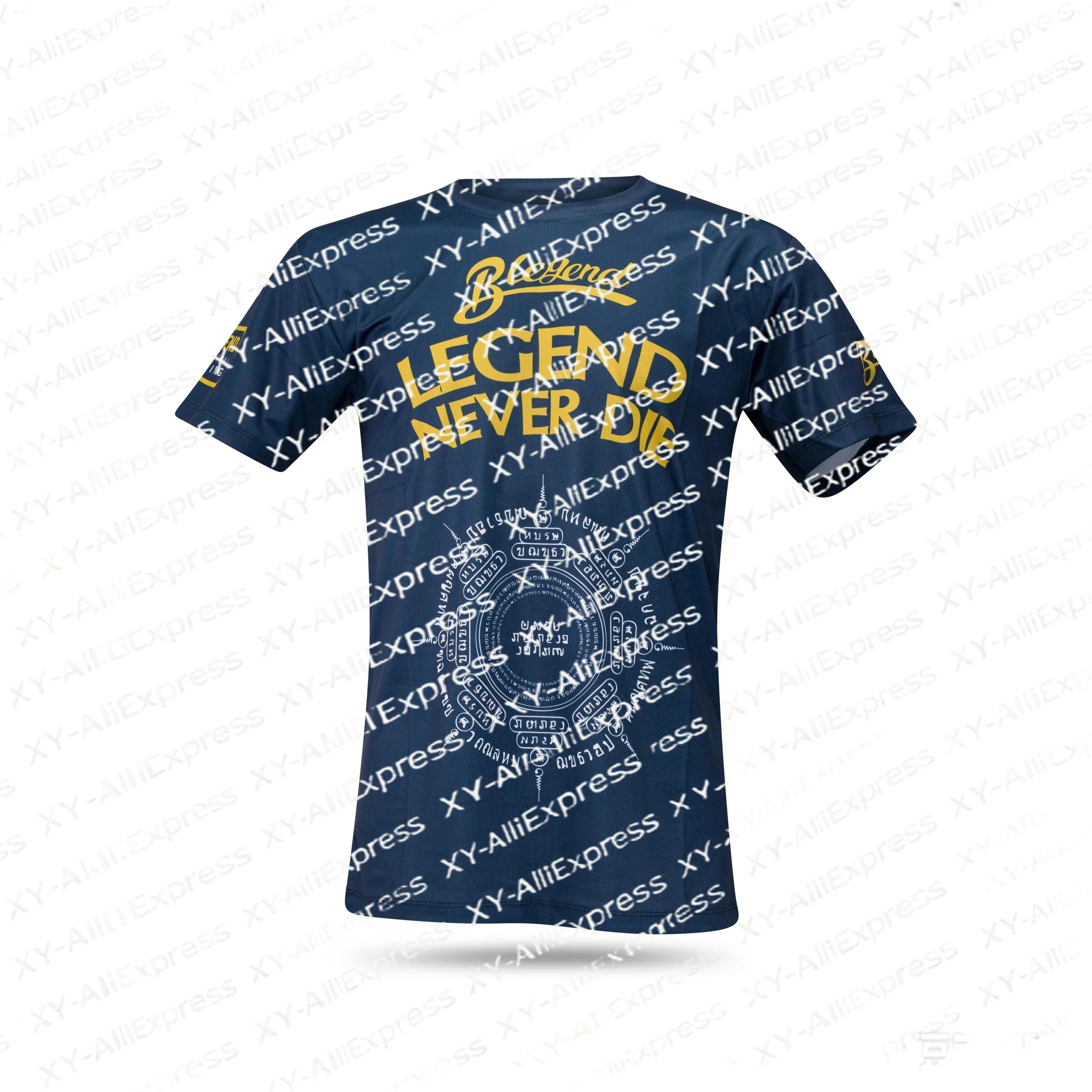 Men Quick Dry Short Sleeve T-Shirt, Navy Gold Vintage Totem Graphic Athletic Tee, Breathable Top Gym Workout & Daily Street Wear