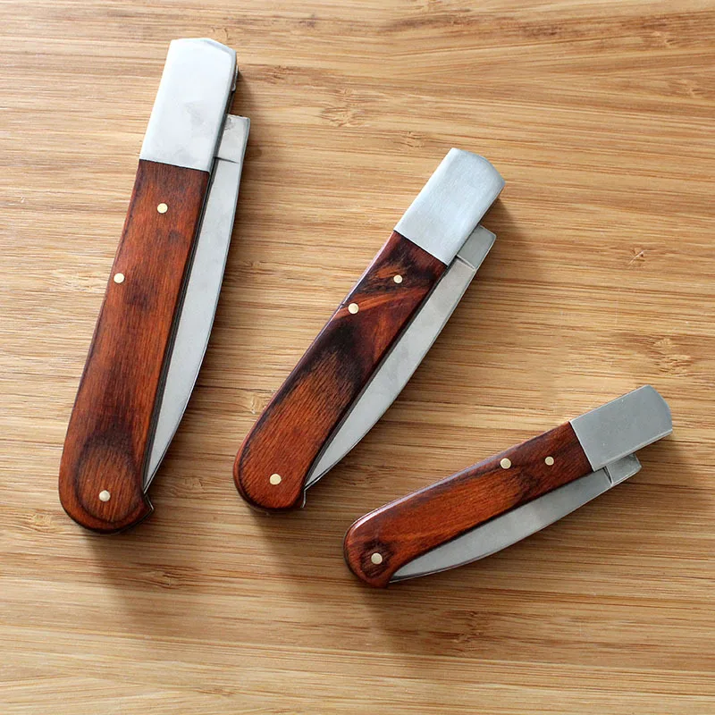 Redwood Handle MultiFunction Fruit Meat Cleaver KnifeHigh Quality Steak Knife Stainless Steel Cutlery Table Knife Outdoor Tools