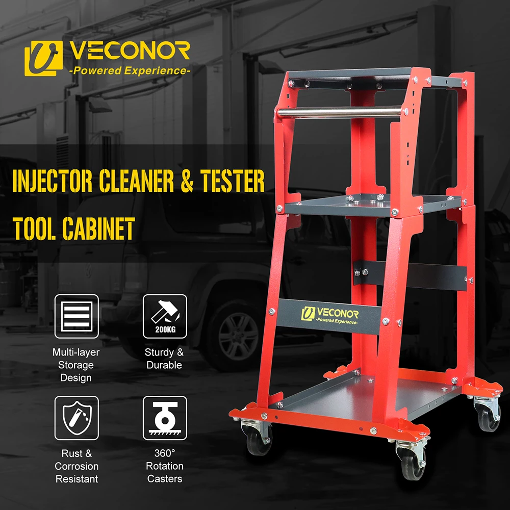 Rolling Tool Cart 440 LBS Capacity Tiered Storage Tool Cabinet for Car Fuel Injector Cleaner Tester Cleaning Machine