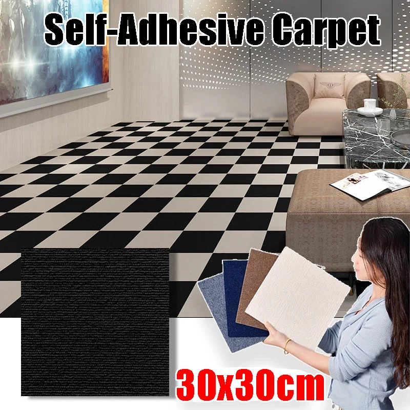 Self-Adhesive Carpet Squares 30x30cm Removable Floor Tiles for DIY Home Decoration Corridor Indoor Spaces
