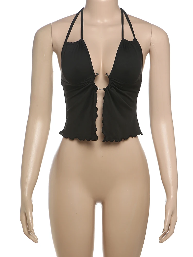 غريب سنور غير النظامية الجوف مثير بروتيل المرأة الدانتيل متابعة الرسن عارية الذراعين Ruched الكشكشة هيم الساخن الفتيات الشارع محب تانك القمم #6