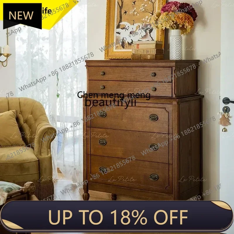 

P178 Vintage Five-Drawer Cabinet Living Room Bedroom Side Cabinet Home Drawer Storage Organizer Antique Entryway Storage Cabinet