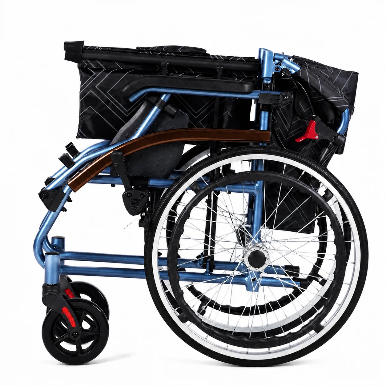*I% Lightweight Aluminum Manual Wheelchair PUsolid Tires-Foldable Patient Transport Chair for Adults Elderly 100kg Capacity CE