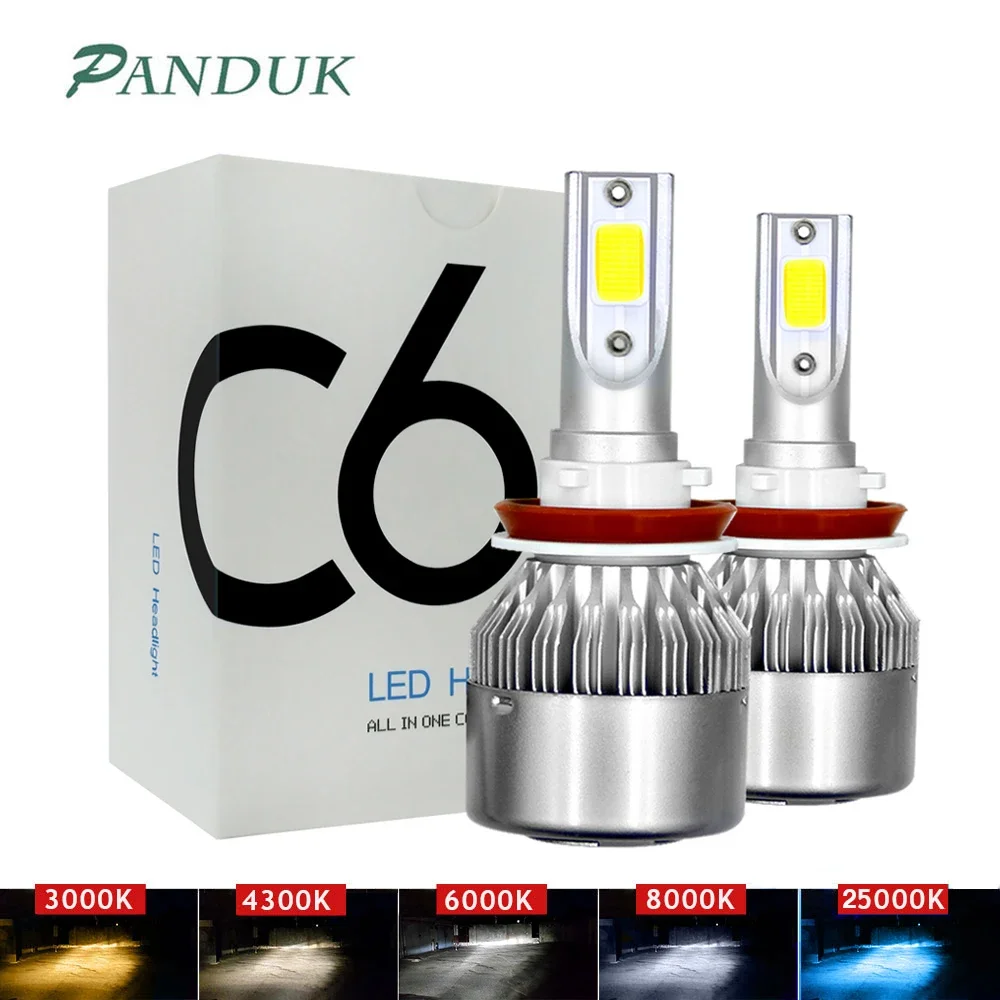 

PANDUK Led Car Headlight H7 LED H4 Bulb H1 H3 H11 9005 5202 9006 9004 9007 9012 4300k 06000K 8000K Auto Lamps Fog Lights C6