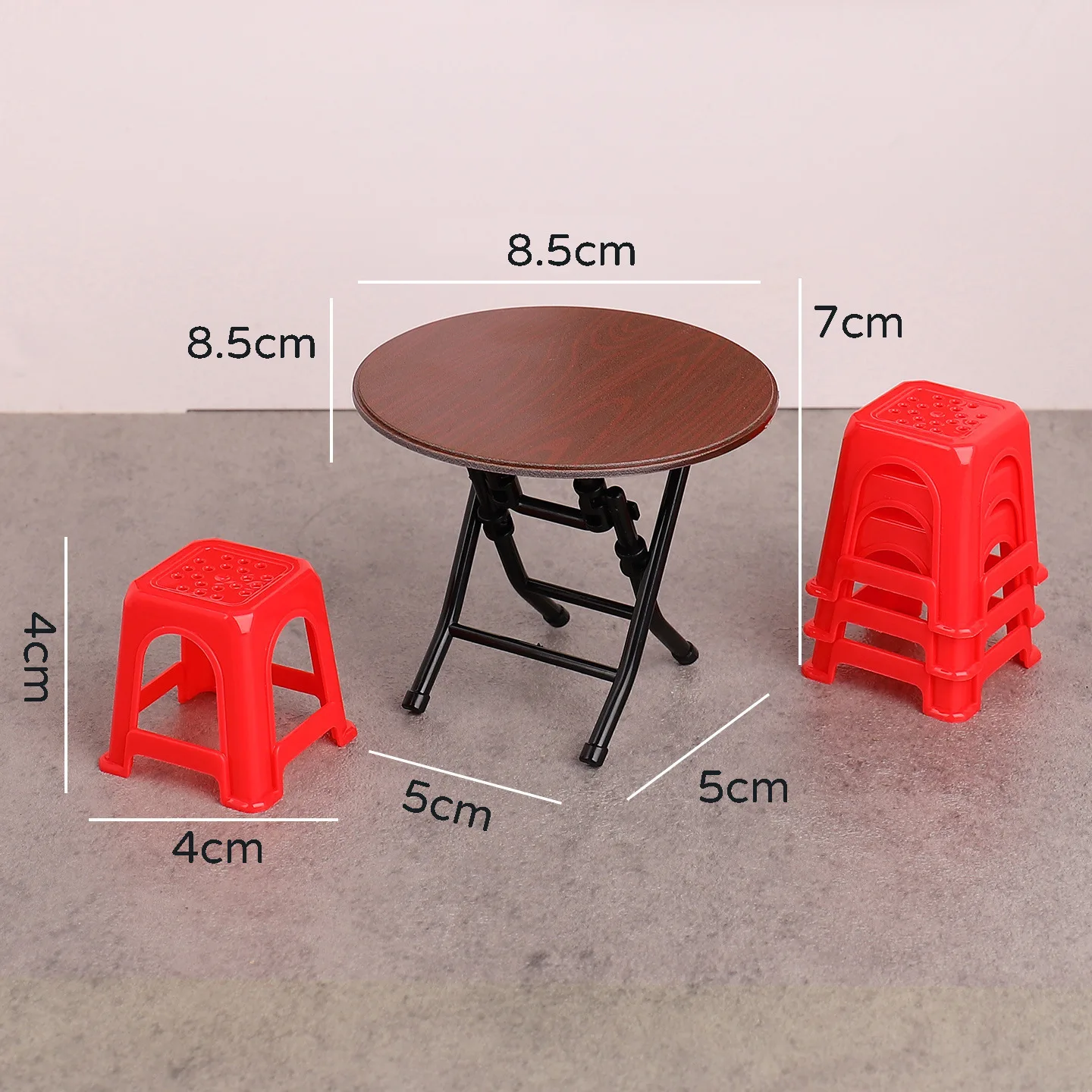 Miniature Vintage Table And Chair Set Guangdong Stool Simulation Model  Accessories For Kids Pretend Play Dollhouse Mini Furnitu