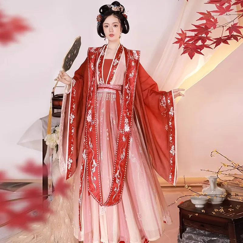 Song Shawl Heavy Industry Women's Han Chinese Clothing Daily Front Waist-High Ruqun Spring and Autumn Suit