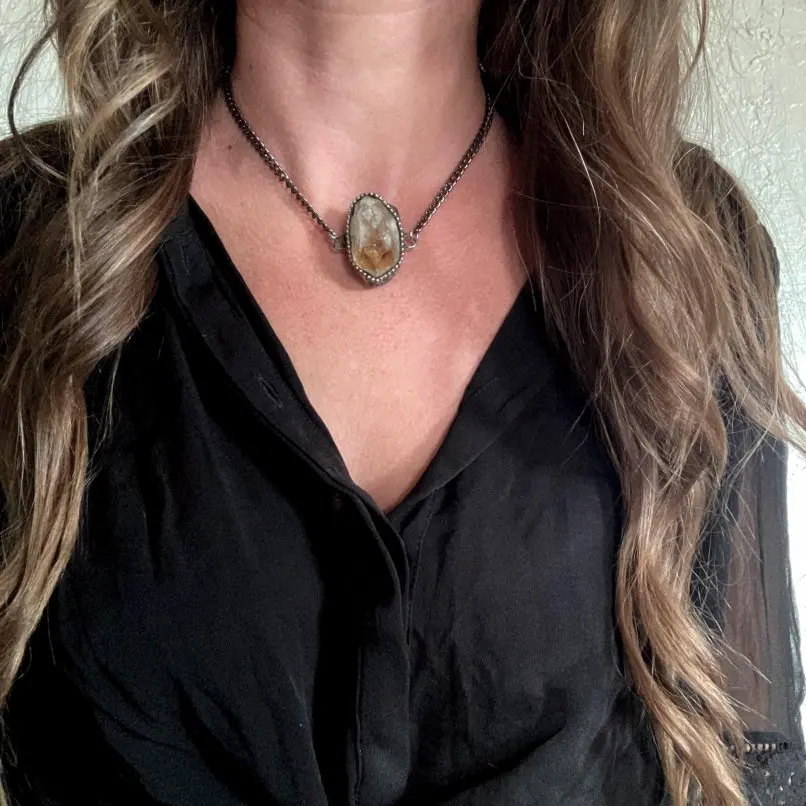 

Vintage Free Raw Citrine Point Choker Minimal Layering Necklace Natural Crystal Jewelry Gothic Goth Y2k Wicca Women Jewelry