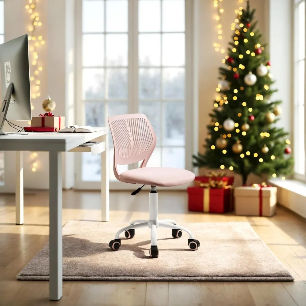 Armless Home Office Desk Chair, Colorful Task Chair with Soft Mesh Padded Cushion, Height Adjustable Swivel Study Computer Chair