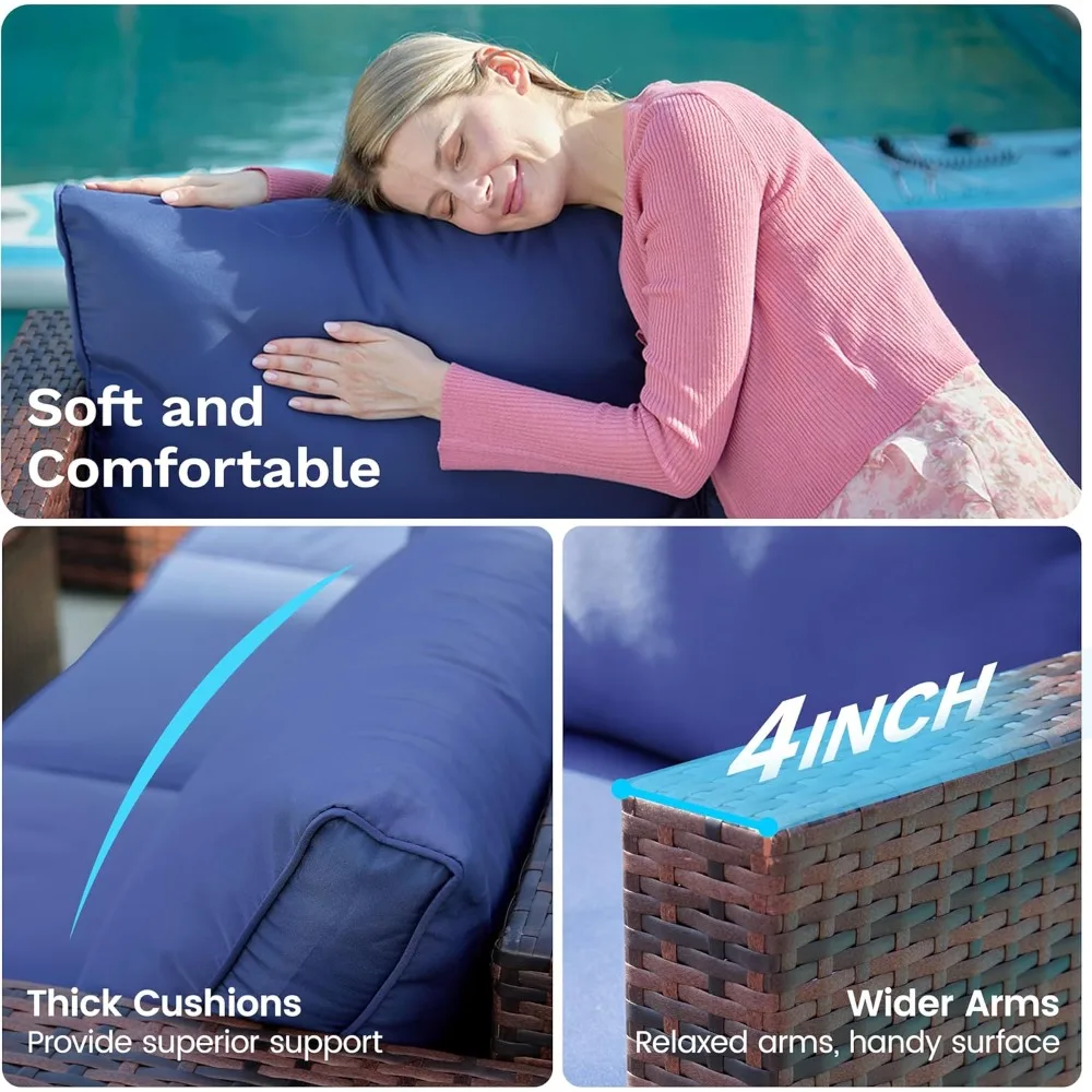 مجموعة أثاث خارجي، بما في ذلك طاولة الموقد، ومجموعة أثاث ترفيهي خارجي مكونة من 6 قطع، وأريكة خارجية من الروطان وعثمانية #5