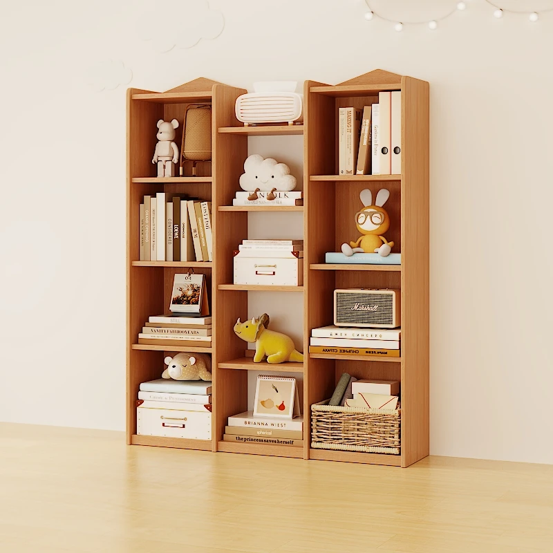 Modern design natural solid wood bookcase home decoration furniture display storage rack living room wooden bookshelf