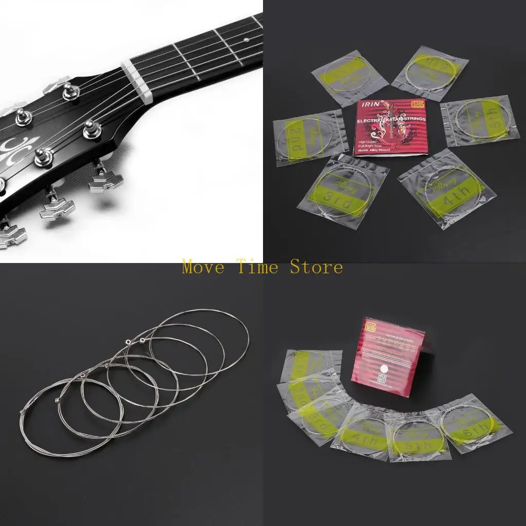 

92ME 6pcs/set Electric Guitar Strings Set Stainless Steel String Bright Tone Light
