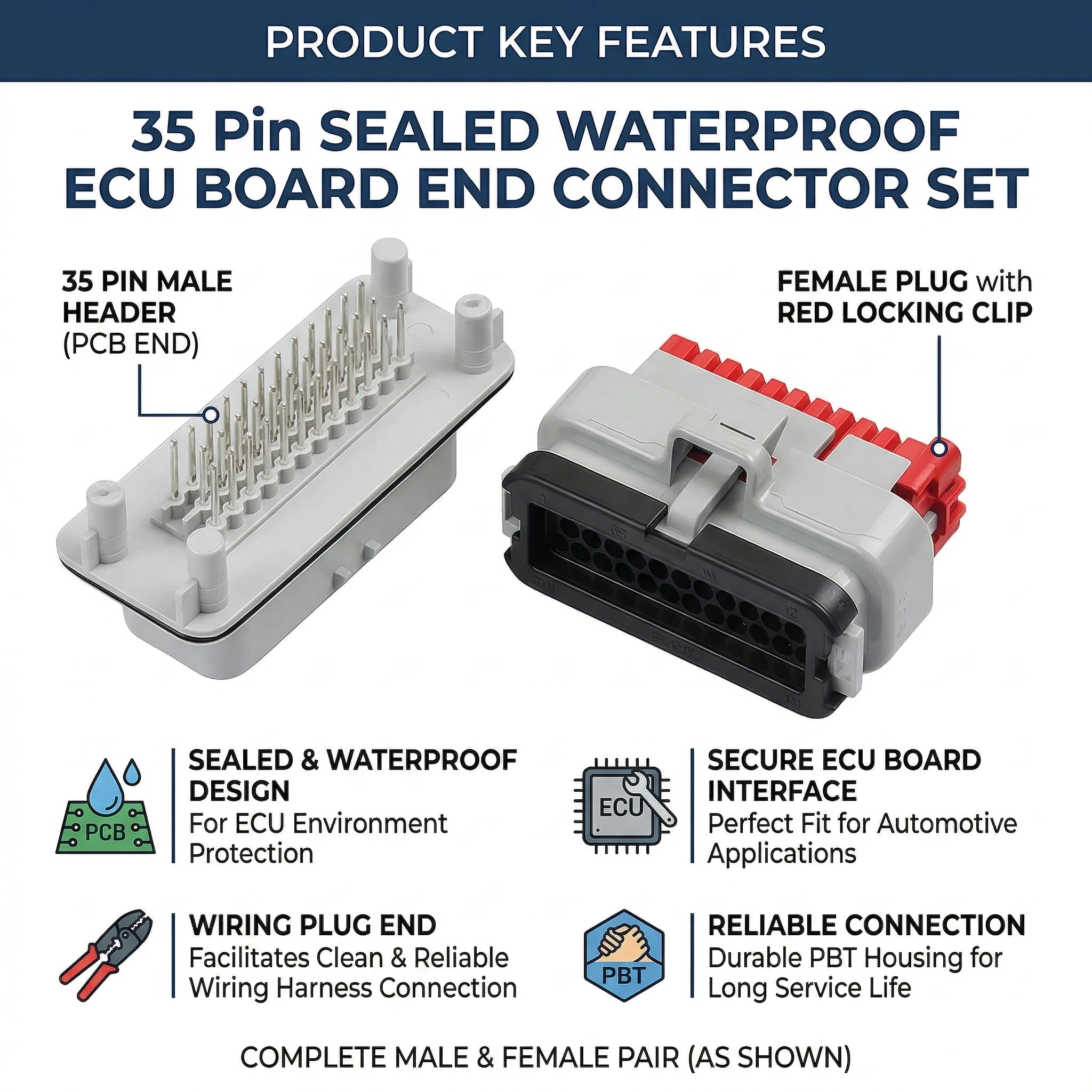 1PCS ECU Controller 35Pin Positions AMPSEAL PCB Mount Housing Plug Header Vertical Male Connector 776228-1 770680-1 776164-1