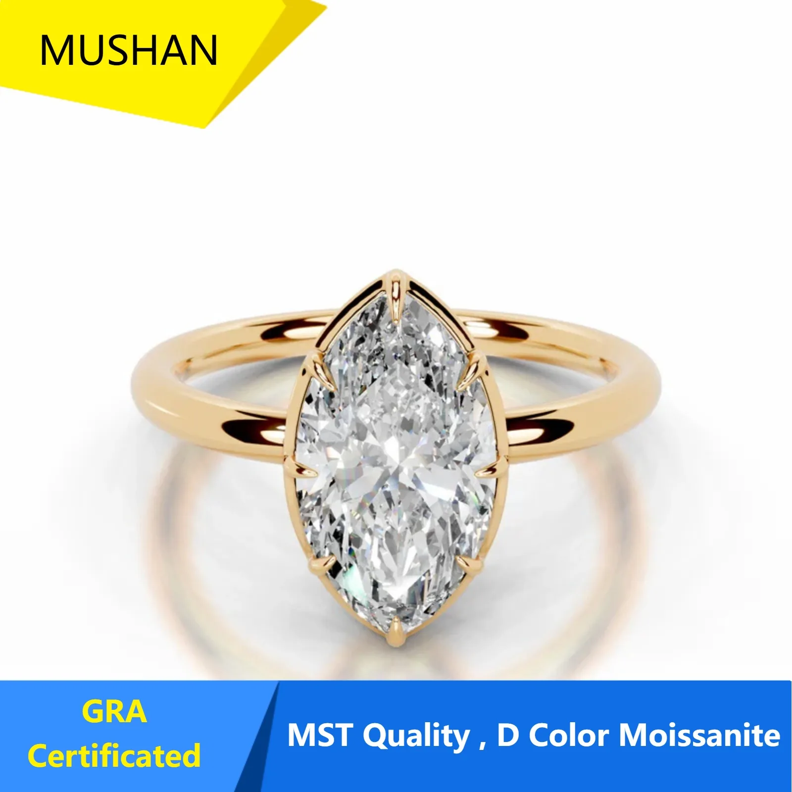 MUSHAN Jewelry Factory Wholesale 925 Sterling Silver Rings Wedding Band for Women Real D Color Moissanite Diamond Ring