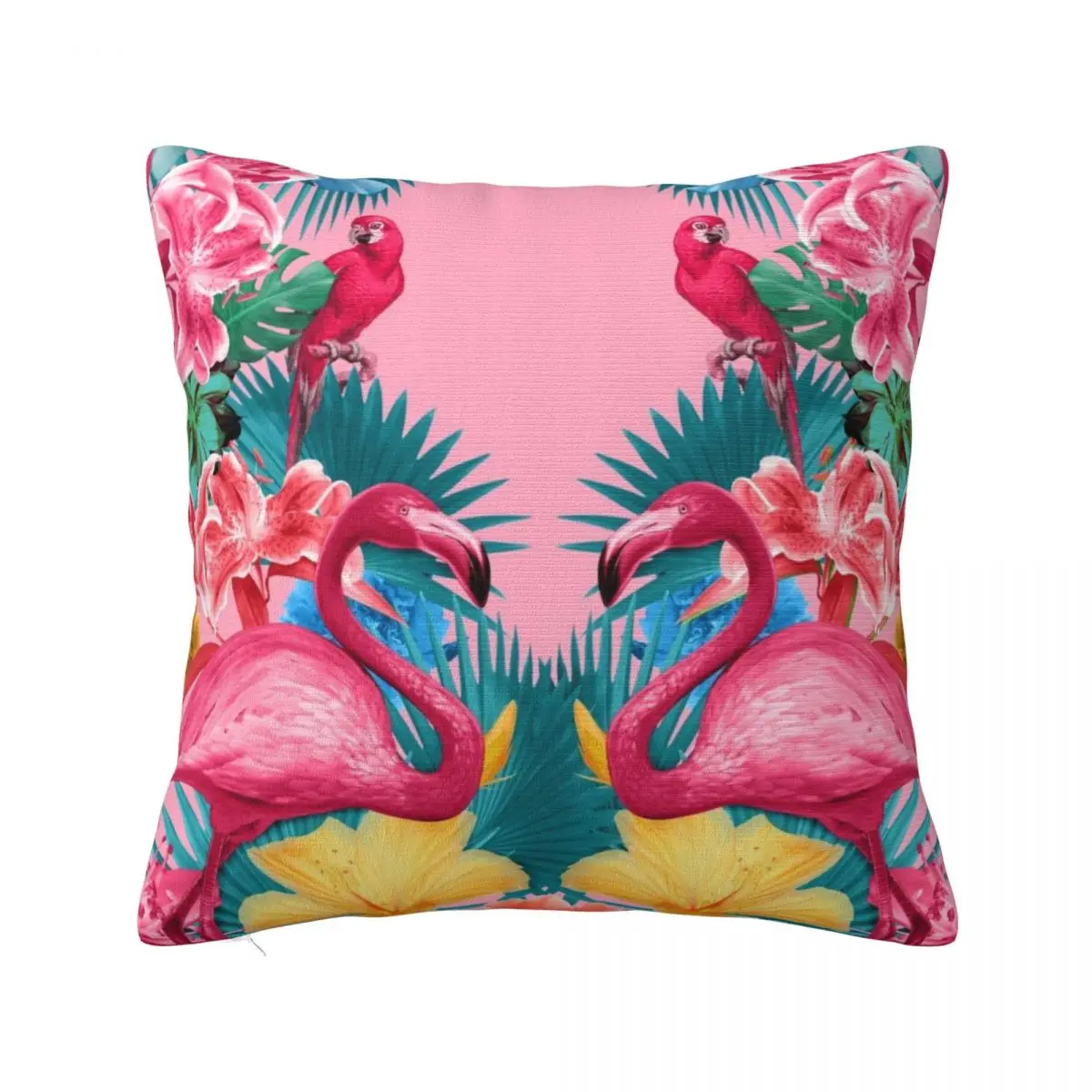 

Flamingo and Tropical garden Throw Pillow Pillows Aesthetic Couch Cushions