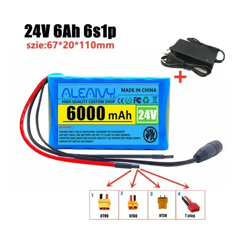 24V 6ah 6s1p 18650 batterie au lithium rechargeable pour batterie de vélo de scooter électrique 25.2v avec BMS + chargeur