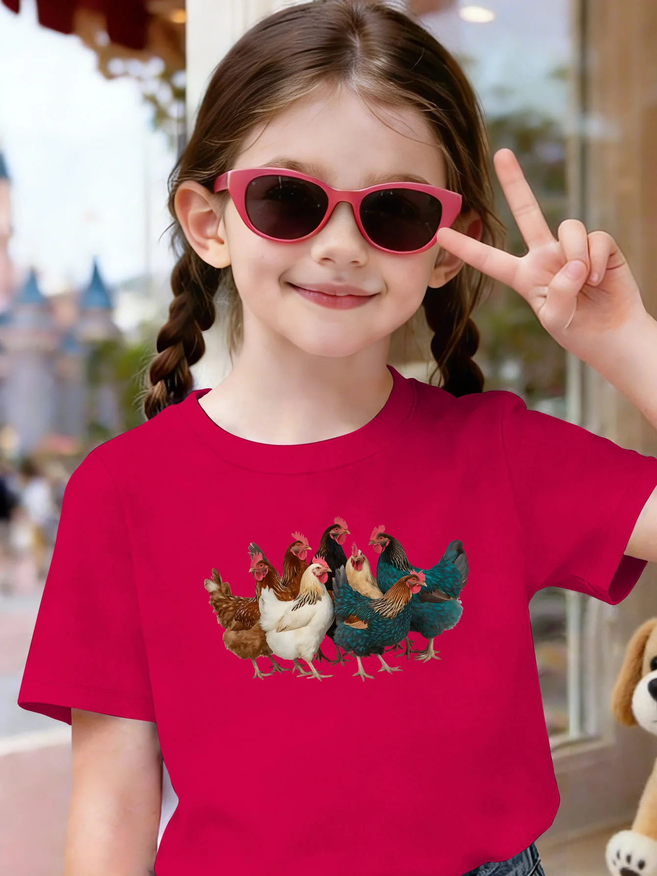 Realistic Farm Chickens Animal Print Kids T Shirt Boys Girls Short Sleeve Crew Neck Cotton Parent Matching Tops Toddler Youth