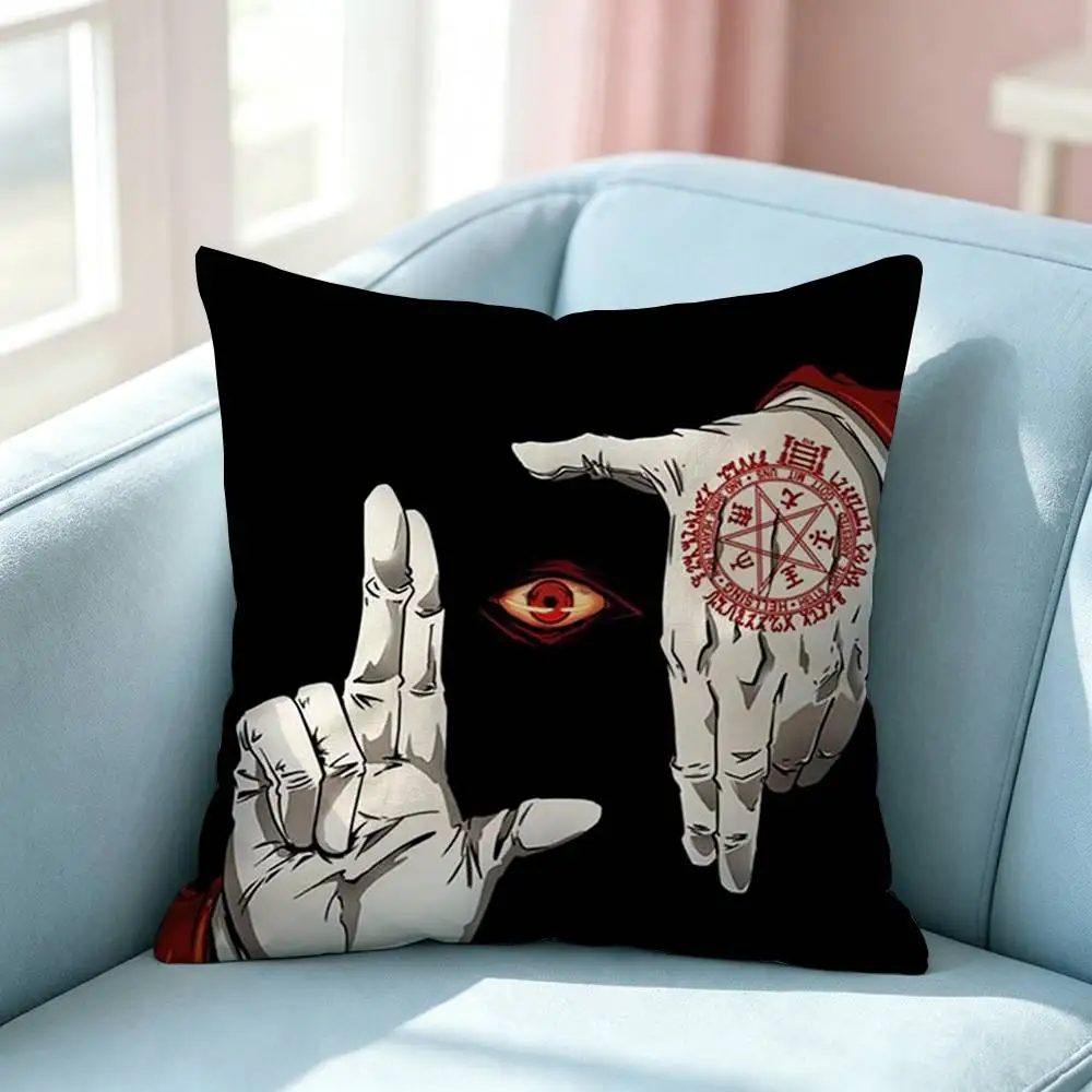 Cool H-Hellsing Ultimate Logo Pillow Case Square Double-Sided Sofa Cushion Cover Bedroom Bedside Pillow