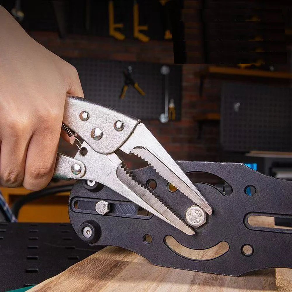 5-Zoll-Mini-Schraubzange mit gebogenen Zangenbacken, robuste Mini-Spitzzange mit verstellbarer Höhe und rutschfestem Griff – Detail 10