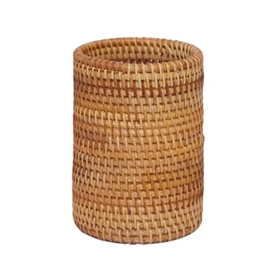 

Handmade Pen Holder Hand Woven Wood Vine Rattan Stationery Container Storage Box Organizer Office School Desk E