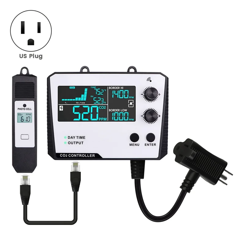 【جديد】وحدة تحكم ثاني أكسيد الكربون قناة واحدة سبليت مسبار شاشة CO2 صمام مخفض ضغط ثاني أكسيد الكربون للدفيئة الاتحاد الأوروبي التوصيل D