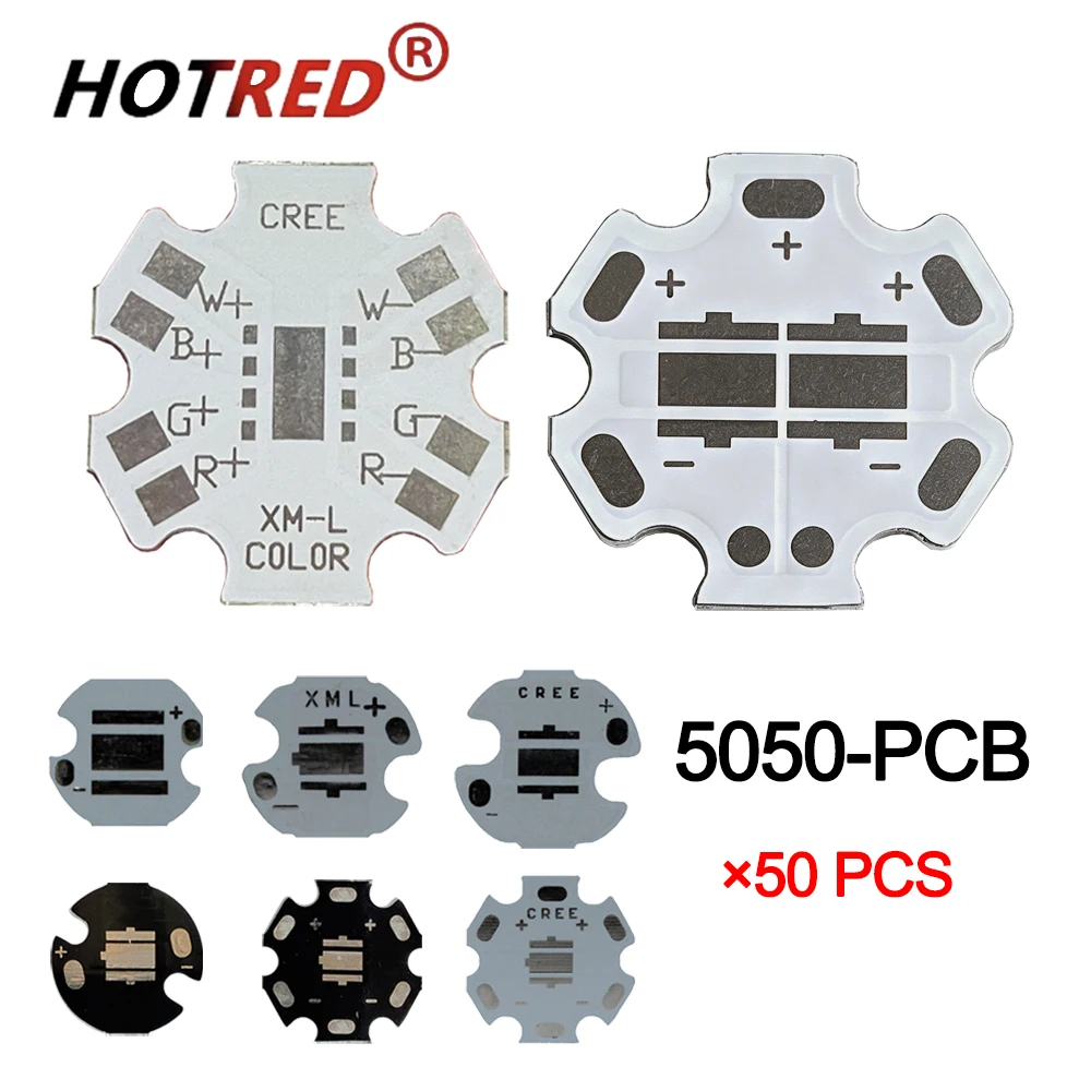 50pcs 5050 LED PCB Board Substrate 12/14/16/20mm Base High Power Heat Sink 5050-L2 RGBW Double -led 3V XHP50 XHP50.2 DIY Cooling