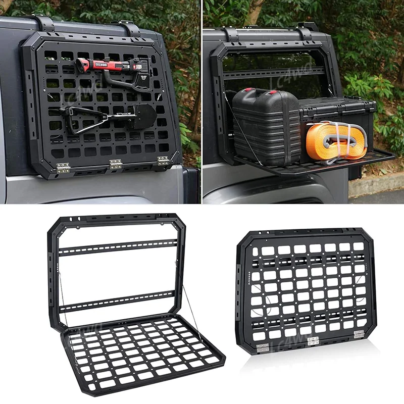 LC4WD Exterior Accessories 2 Side Steel Rear Window Expansion Molle Storage Openable Panel For 2007-2017 Jeep Wrangler JK JKU