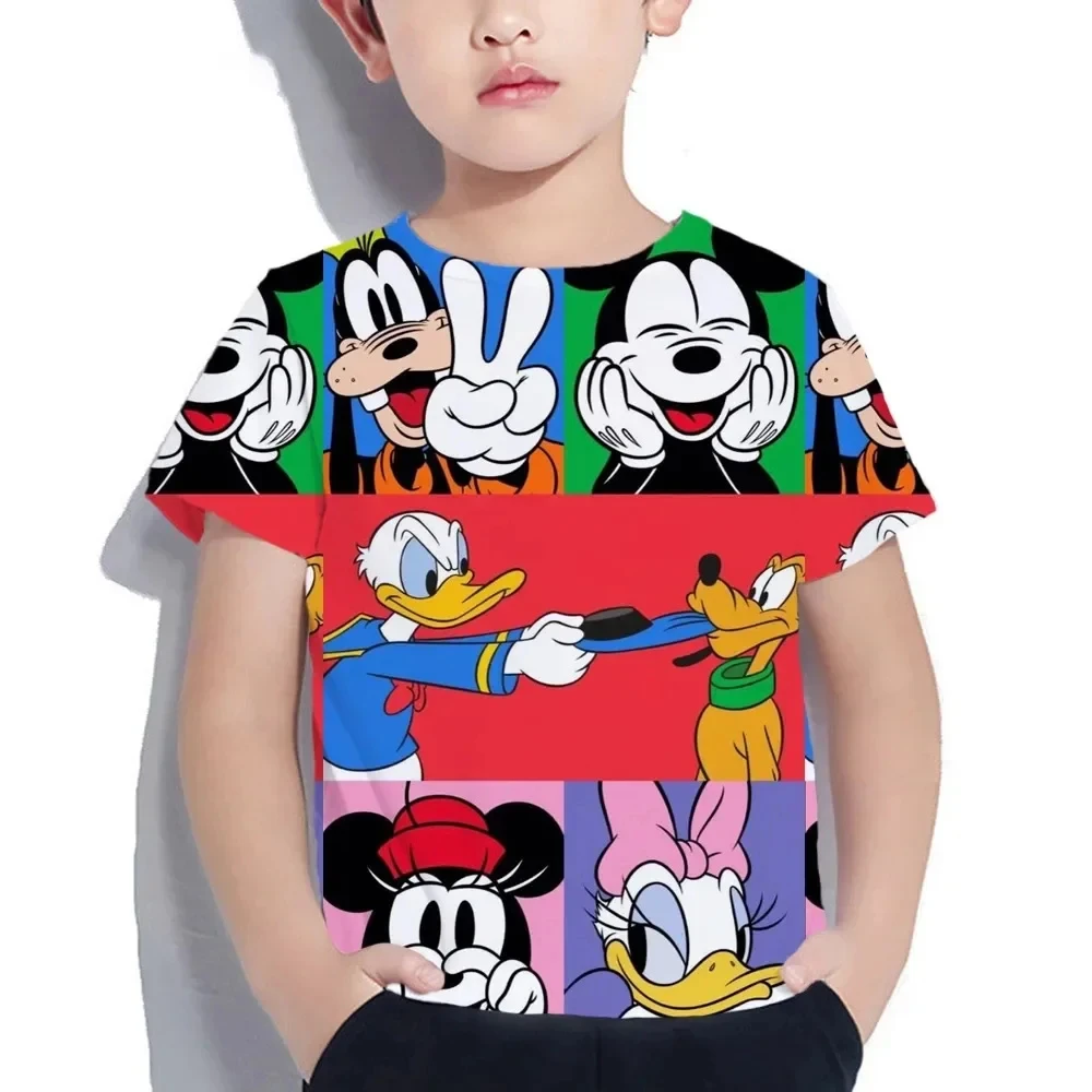 MINISO Mickey Mouse magliette estate Casual manica corta top bambini divertente allentato o-collo ragazzi vestiti per bambini T-shirt stampata in 3D