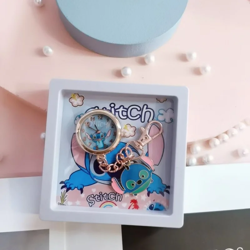 Montre de poche StitchstitchCartoon pour garçons et filles, porte-clés, ornement de confrontation de sac à dos, bijoux mignons pour étudiants