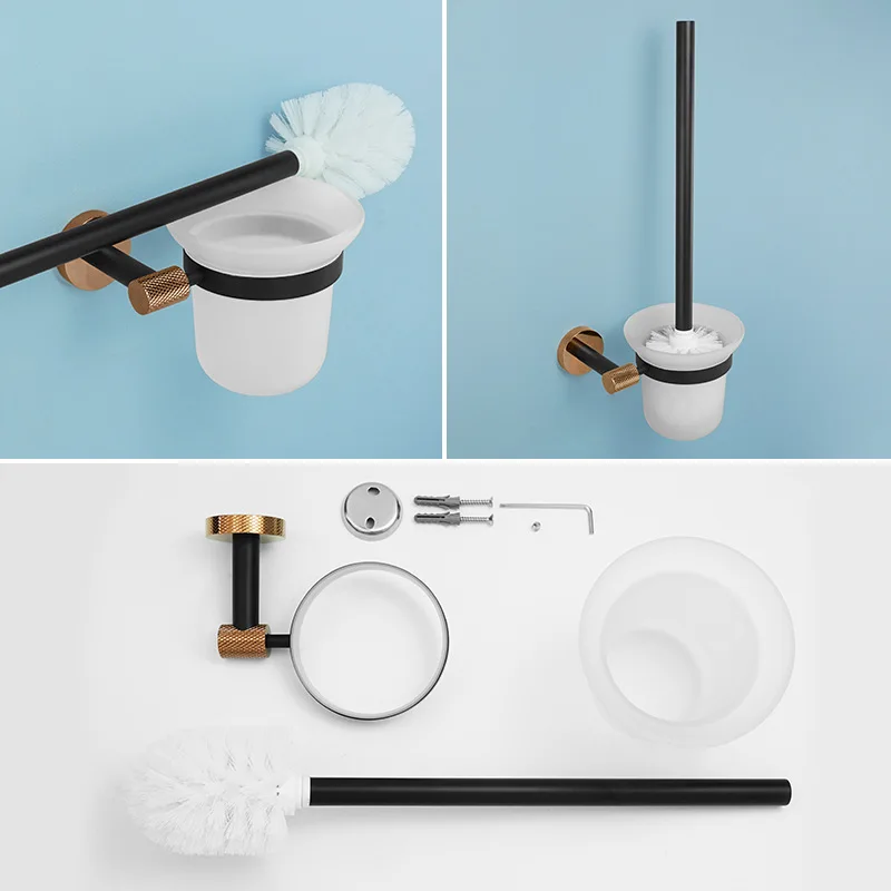 مات الأسود + ارتفع الذهب مخرش شريط منشفة مزدوجة رف المناشف الورقية خطاف ملابس واحد اكسسوارات الحمام