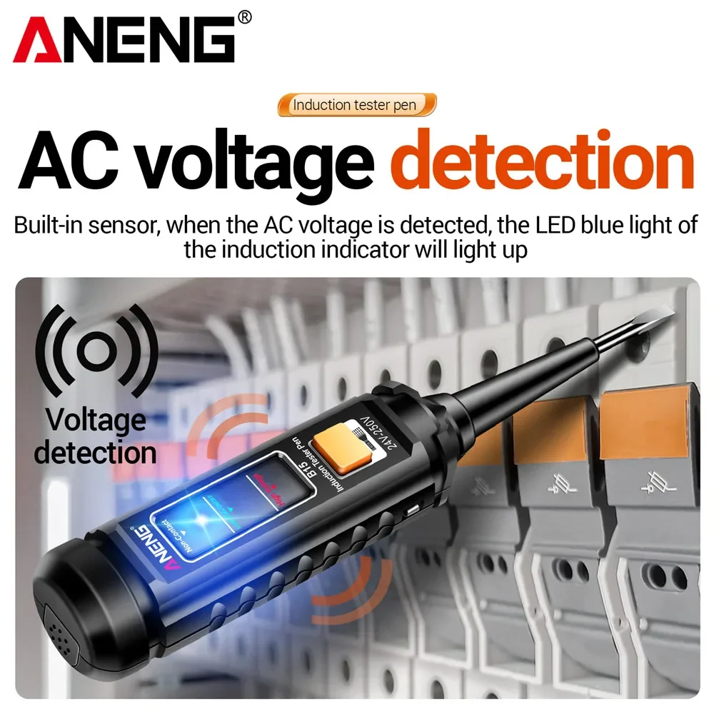 Voltage Tester Pen 24V-250V Sound Light Alarm ANENG B15 Live Neutral Wire Breakpoint Detector Electrician Household Tester Tool