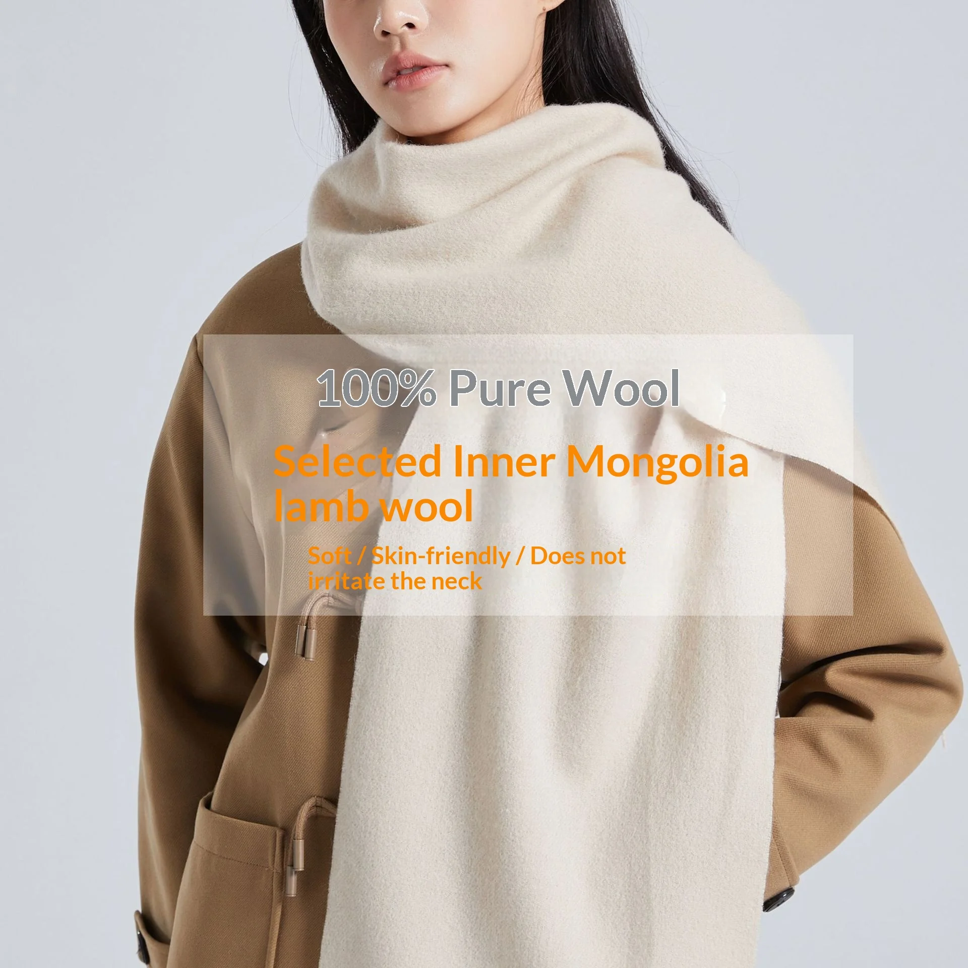 Solid color wool scarf women's fall and winter new versatile thickened warm scarf tassel dual-purpose shawl