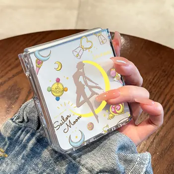 Průhledný silikonový kryt S-Sailors M-Moons pro Samsung Galaxy Z Flip 7 6 5 4 3 2 1 s měkkými okraji, odolný proti pádům 10 nejlepší prodej Flipové pouzdro Sailor Moon pro Samsung Galaxy Z - №3
