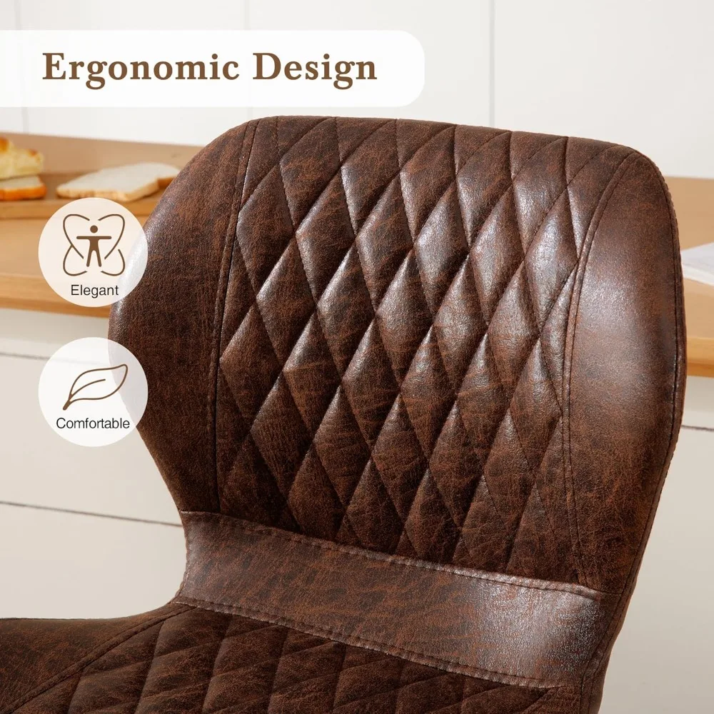 مجموعة من 4 مقاعد بار دوارة حديثة قابلة للتعديل لجزيرة المطبخ، وكراسي ذات ارتفاع مضاد مع مقعد من الجلد الصناعي