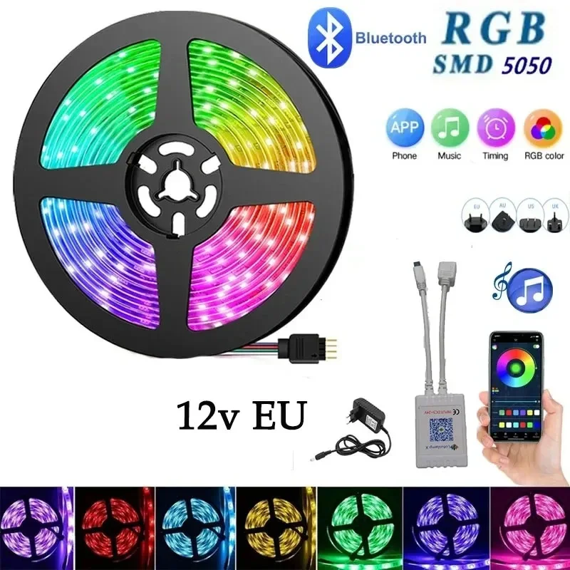 Strisce LED intelligenti Controllo Bluetooth Luci di sincronizzazione musicale RGB Lampada USB flessibile Nastro a nastro per la decorazione della