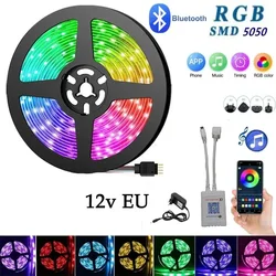 Tira de luces LED inteligentes con Control Bluetooth, luces de sincronización de música RGB, cinta de lámpara USB Flexible para decoración de habitación, retroiluminación de TV