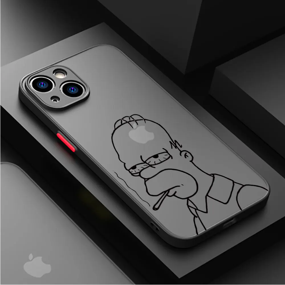 Phone Case for Apple iPhone SE XS MAX 7 8 13 Mini XR XS 12 11 Pro 15 Pro Max 14 Plus Cover Luxury Shell Cartoon Homero Simpson