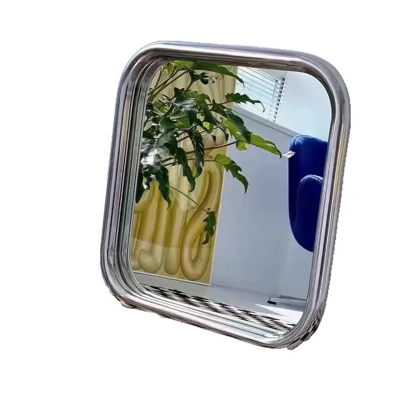 Stainless steel dresser mirror round makeup mirror small wall-mounted decoration medieval creative bedroom