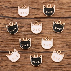 10Pcs 2 Color 13x14MM Alloy Metal Drop Oil Cat Charm Animal Pendant For DIY Bracelet Necklace Jewelry Making